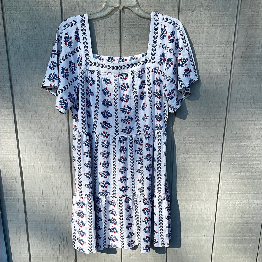 Loft Floral Print White Dress~ Sz M NWT